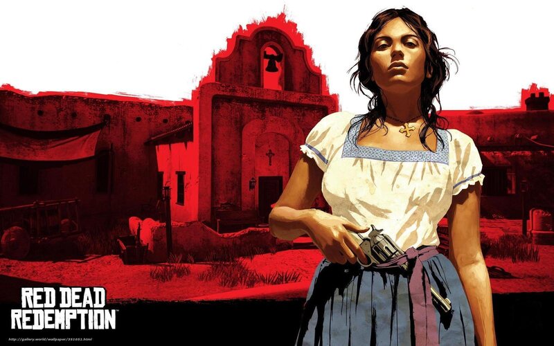 Woman Holding a Revolver — Red, Dramatic