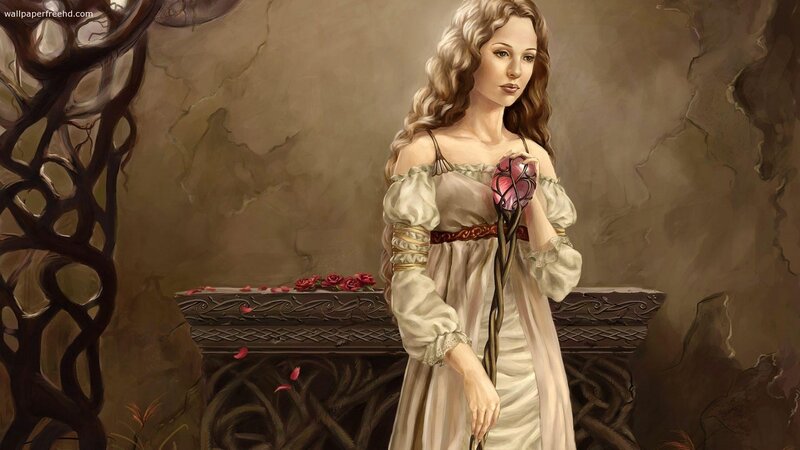Woman Holding a Rose — Beige