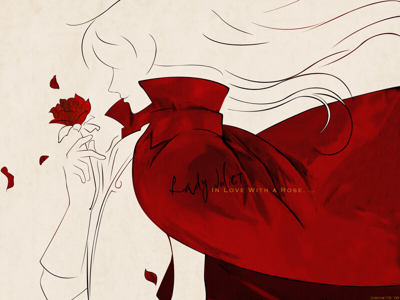 Woman Holding a Rose — Red