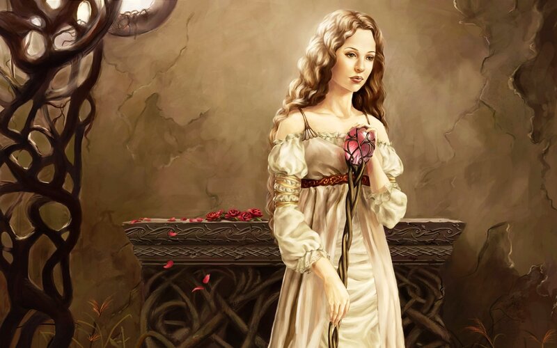 Woman Holding a Staff — Beige