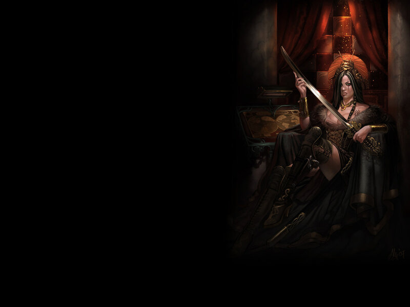 Woman Holding a Sword — Black, Dramatic, Night, Digital Art, Crown