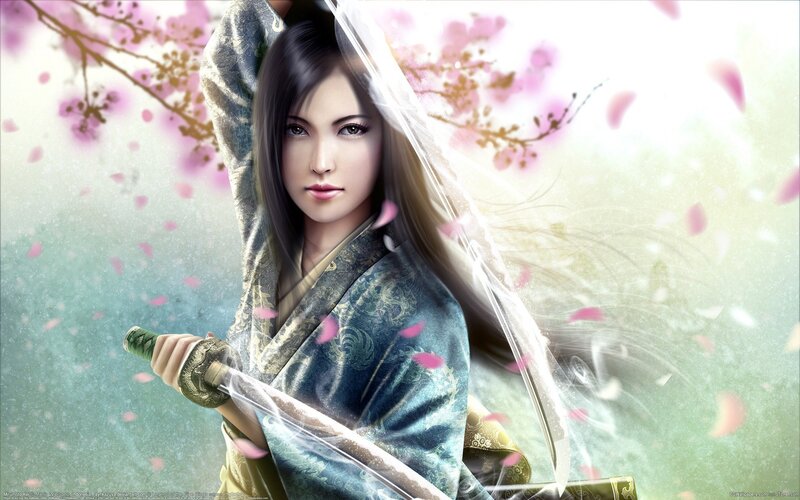 Woman Holding a Sword — Pink, Serene, Spring
