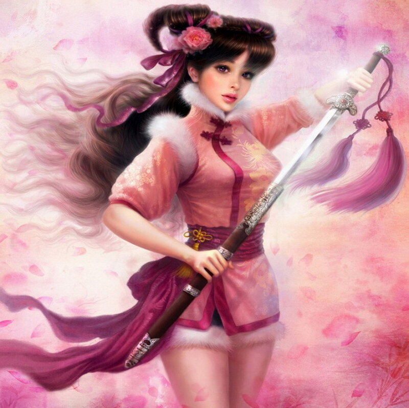 Woman Holding a Sword — Pink