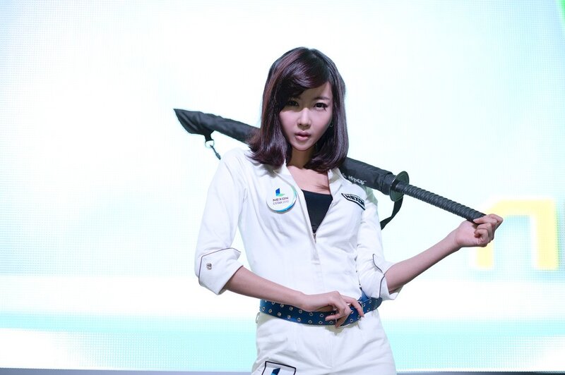 Woman holding a sword prop