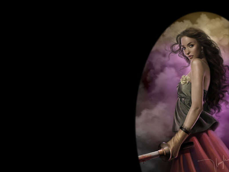 Woman Holding a Sword — Purple, Dramatic