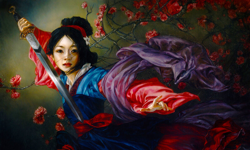 Woman Holding a Sword — Red, Dramatic, Spring