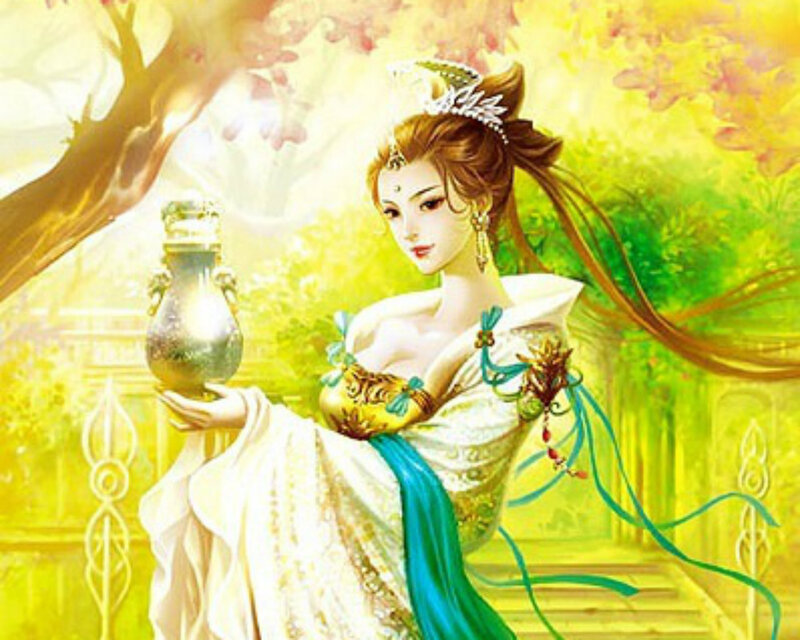 Woman Holding a Vase — Yellow