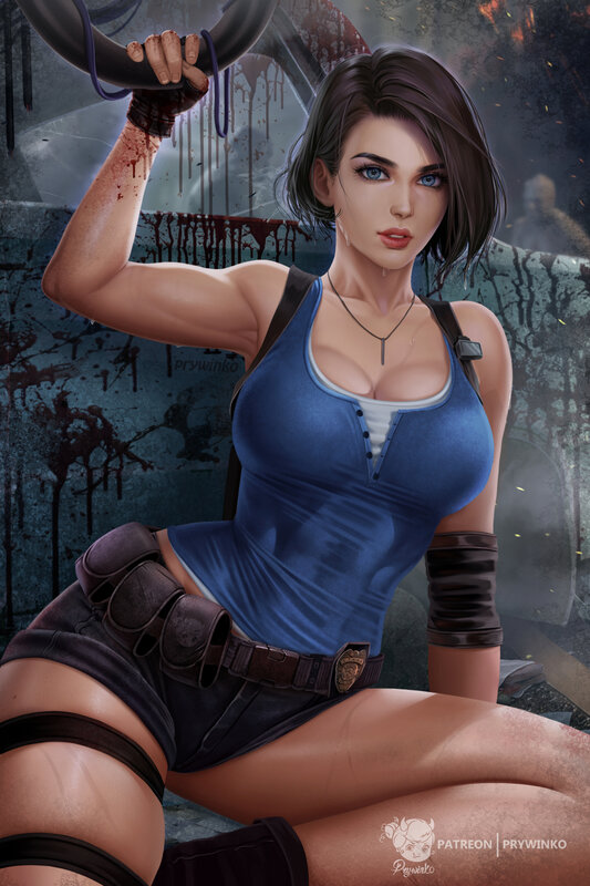Woman Holding a Weapon — Blue, Dramatic