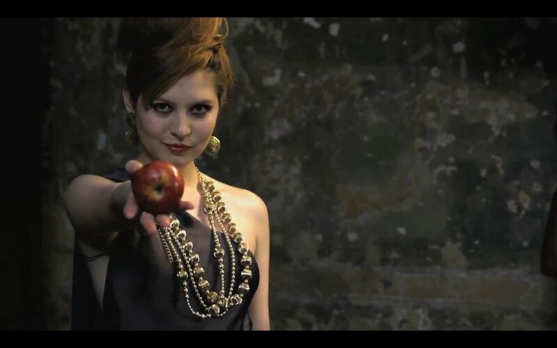 woman holding an apple