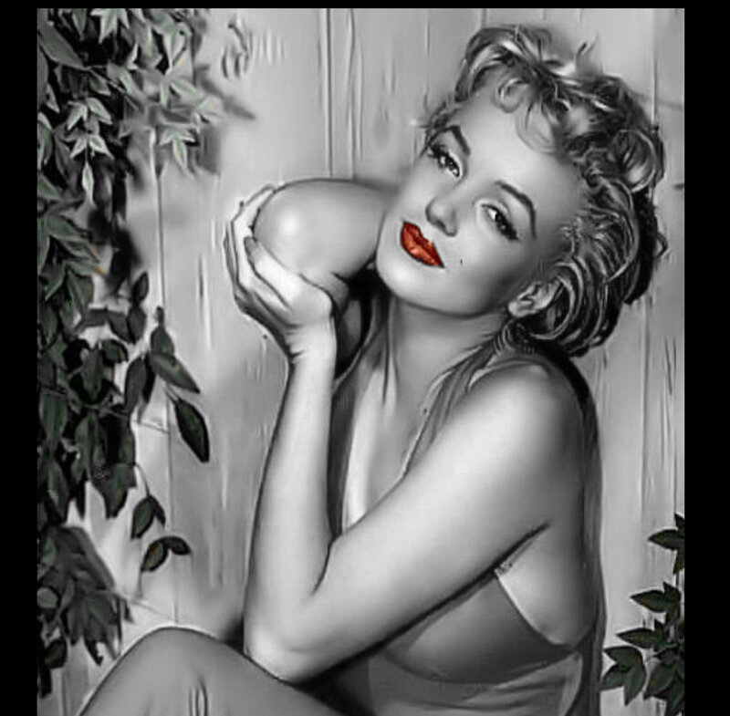 Woman Holding Apple — Black, Seductive