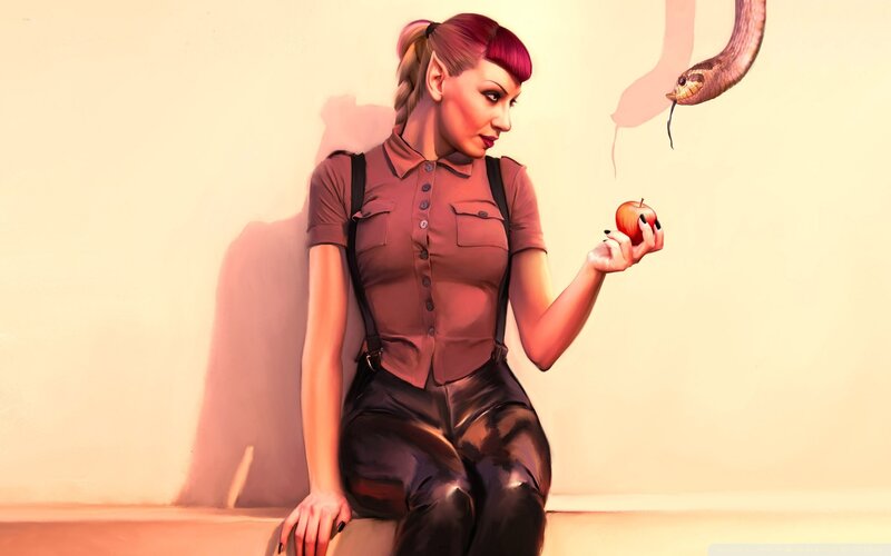 Woman Holding Apple — Brown