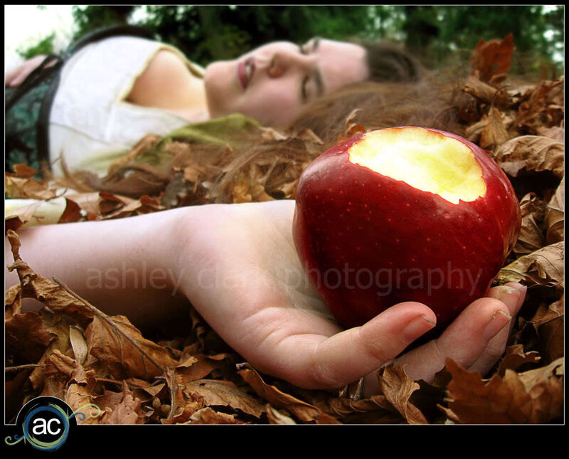 Woman Holding Apple — Red