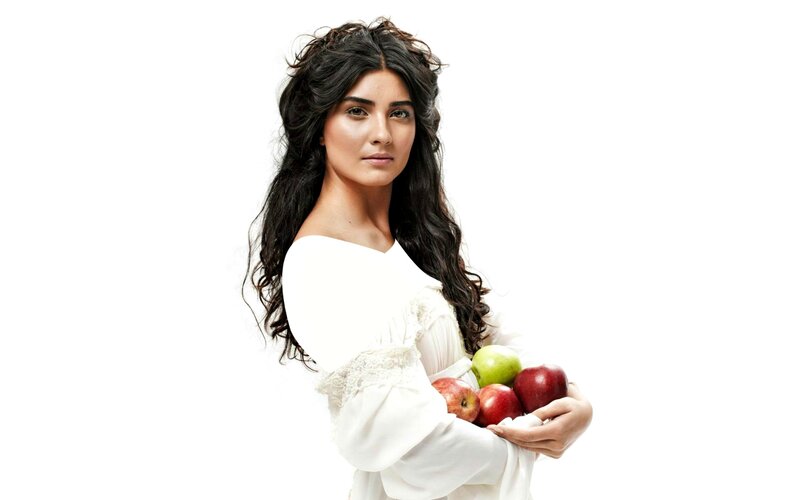 Woman Holding Apples — White