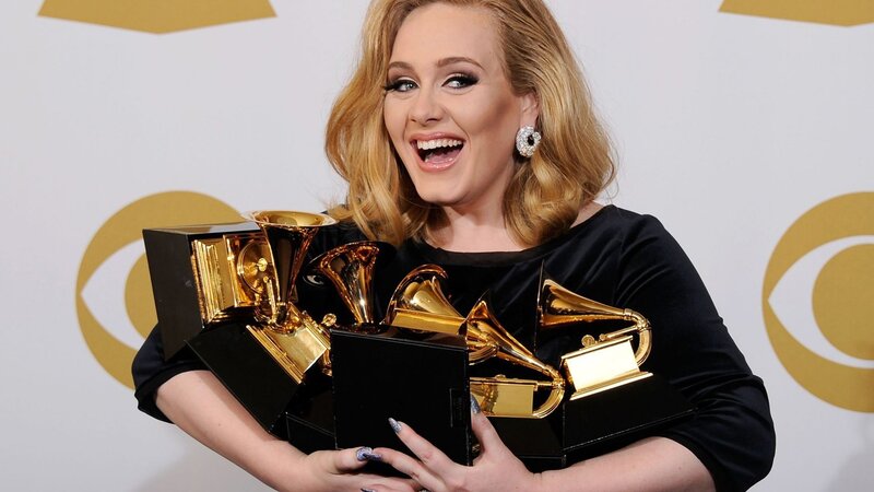 Woman Holding Awards — Black, Celebratory