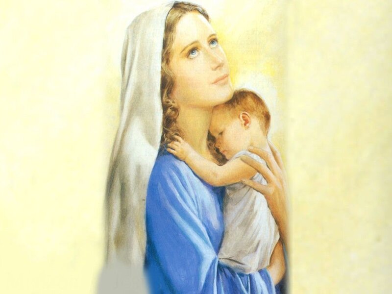 Woman Holding Baby — Blue