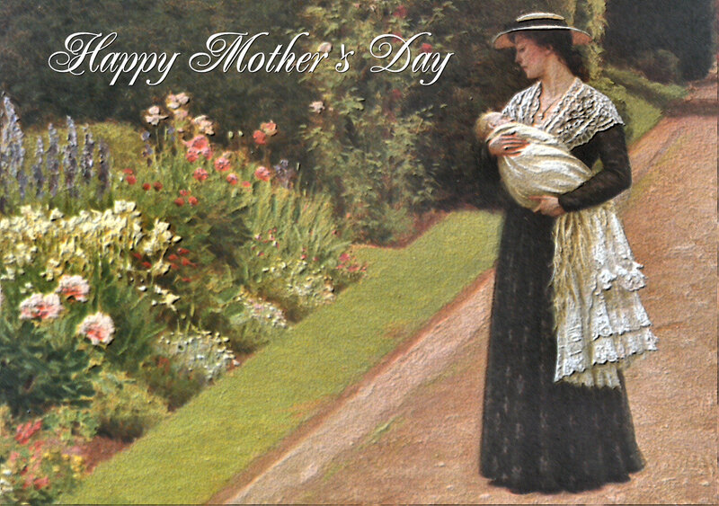 Woman Holding Baby in Garden — Green