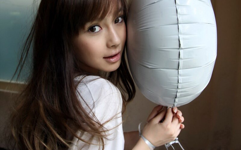 Woman Holding Balloon — White