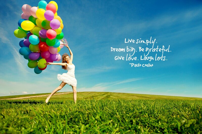 Woman Holding Balloons — Green, Joyful