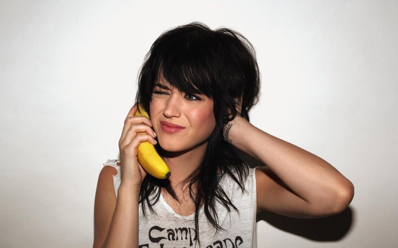 Woman Holding Banana — White