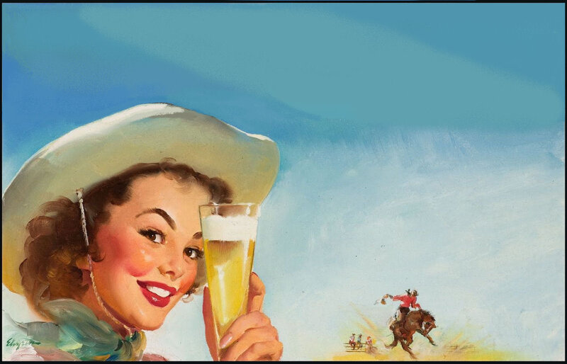 Woman Holding Beer Glass — Blue