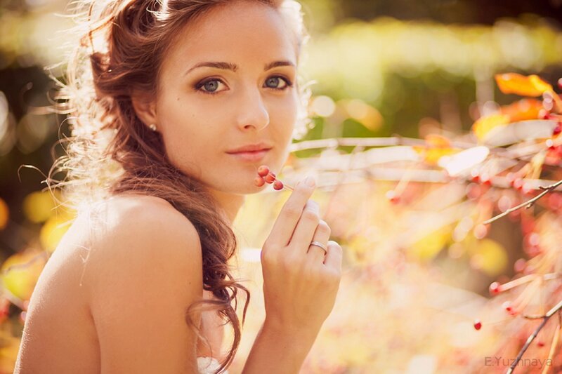 Woman Holding Berries — Yellow