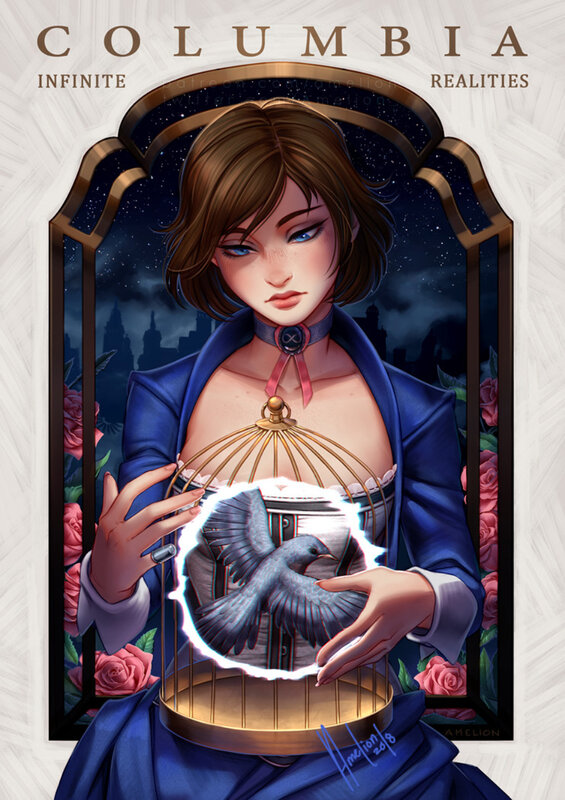 Woman Holding Birdcage — Blue, Dramatic