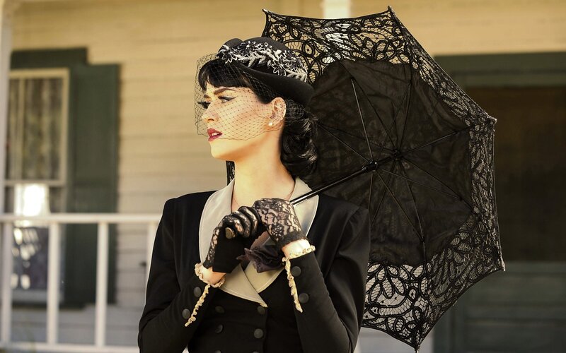 Woman Holding Black Umbrella — Dramatic