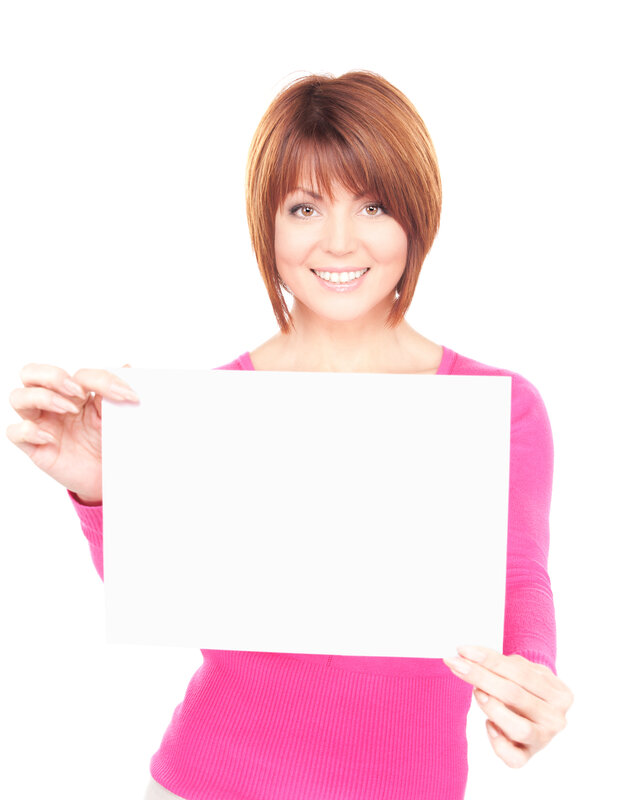 woman holding blank sign
