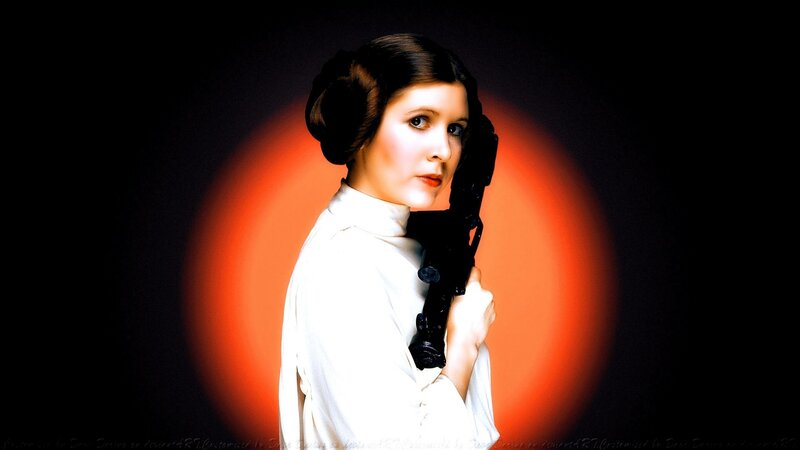 Woman Holding Blaster — Black, Dramatic