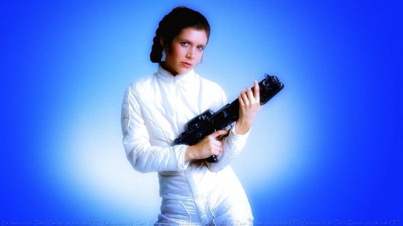 Woman Holding Blaster — Blue