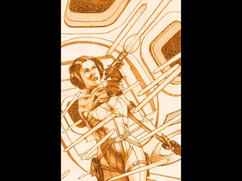 Woman Holding Blaster — Brown