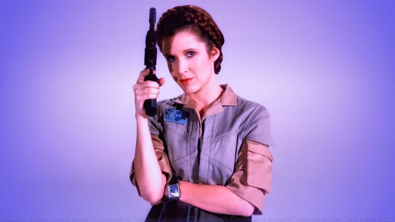 Woman Holding Blaster — Purple, Dramatic