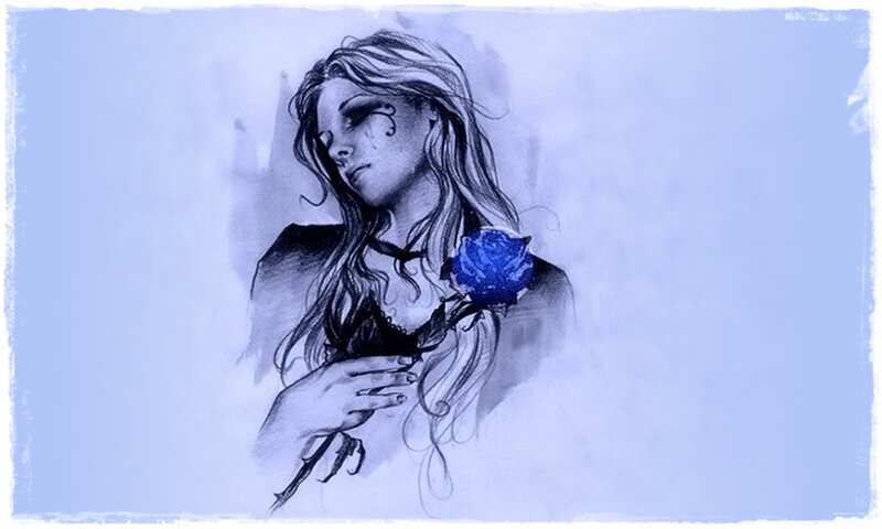 Woman Holding Blue Rose — Melancholic
