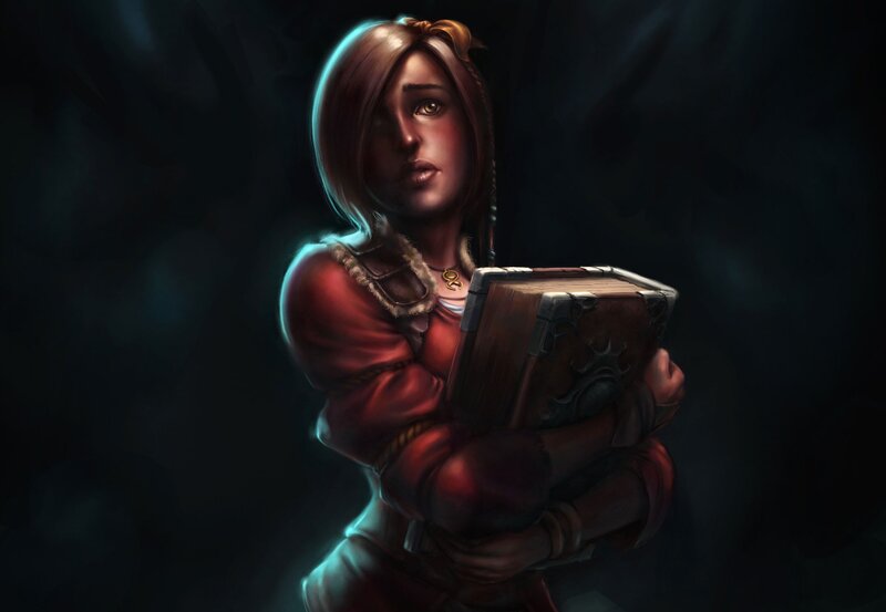 Woman Holding Book — Dark