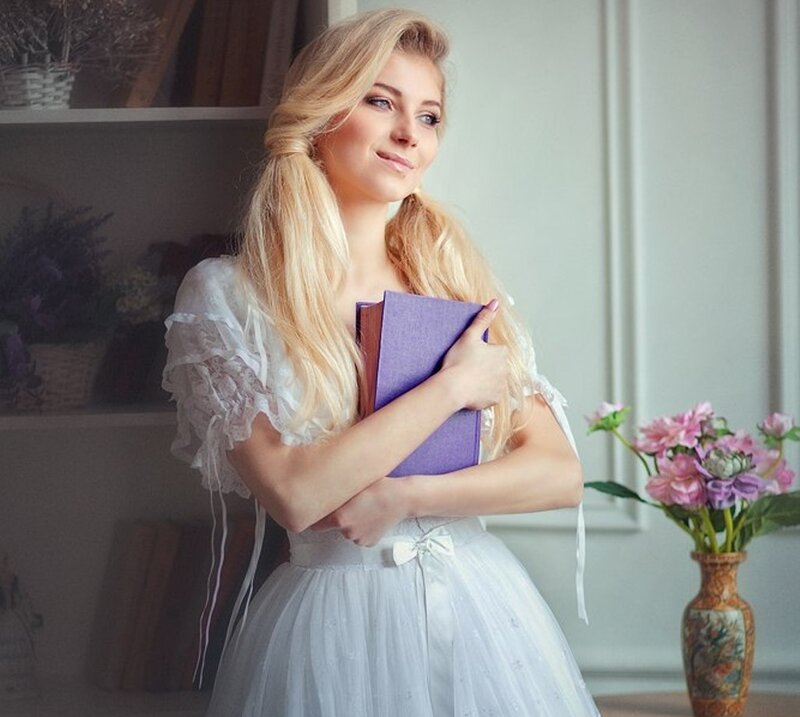 Woman Holding Book — White
