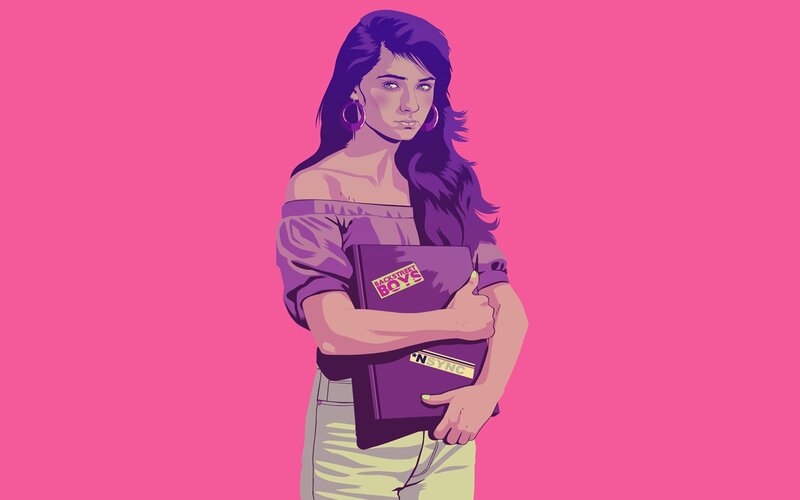 Woman Holding Books — Pink