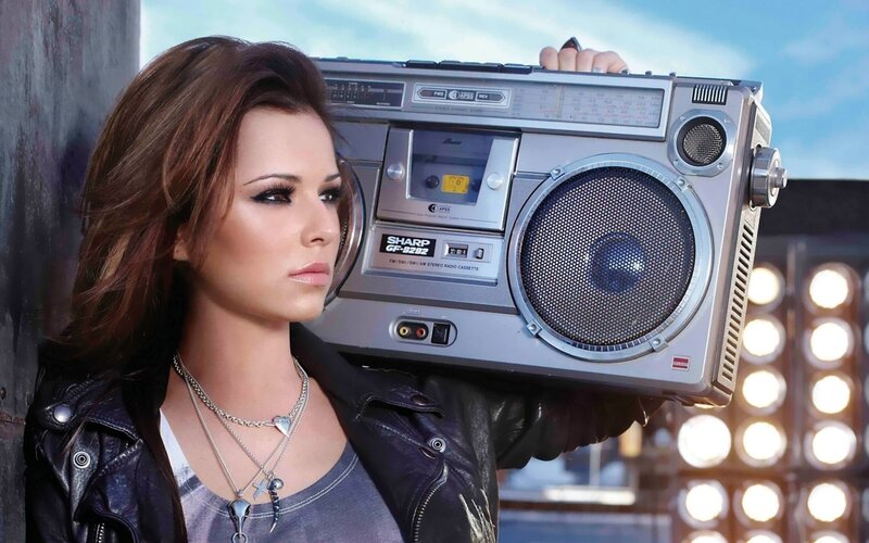Woman Holding Boombox — Black