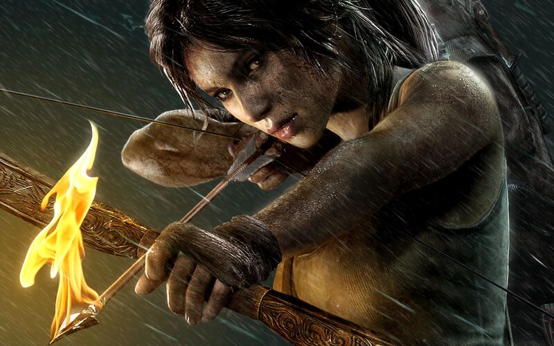Woman Holding Bow and Arrow — Brown, Intense, Dramatic