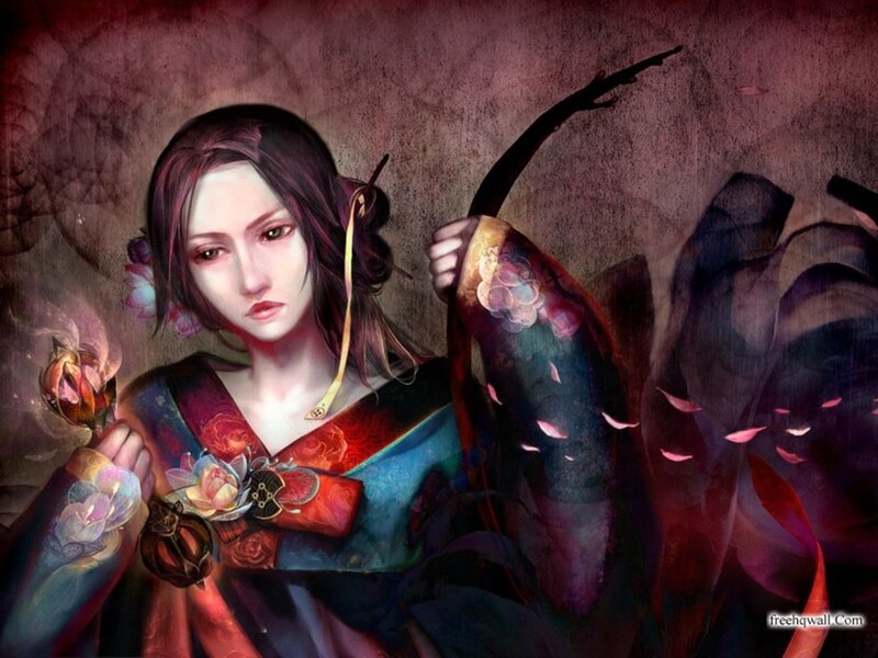 Woman Holding Bow and Arrow — Red, Dramatic