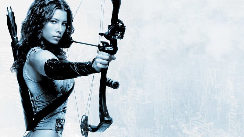Woman Holding Bow — Blue, Dramatic