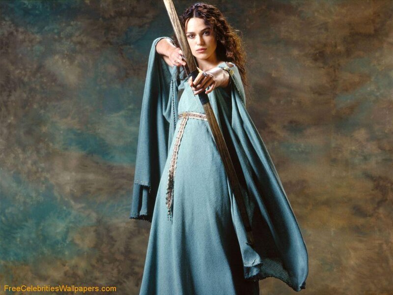 Woman Holding Bow — Blue