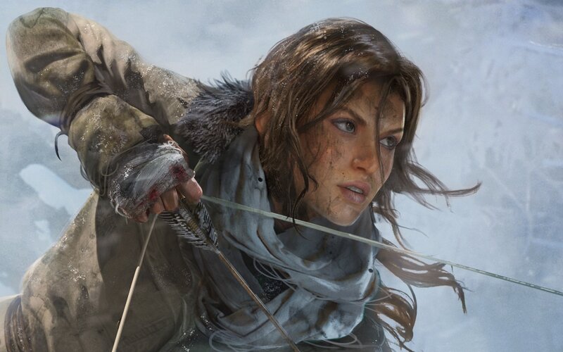 Woman Holding Bow — Brown, Dramatic, Winter