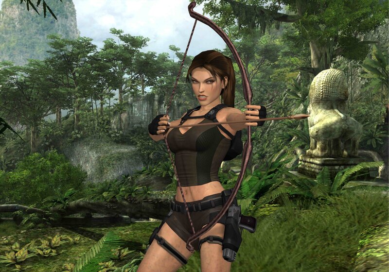 Woman Holding Bow — Green