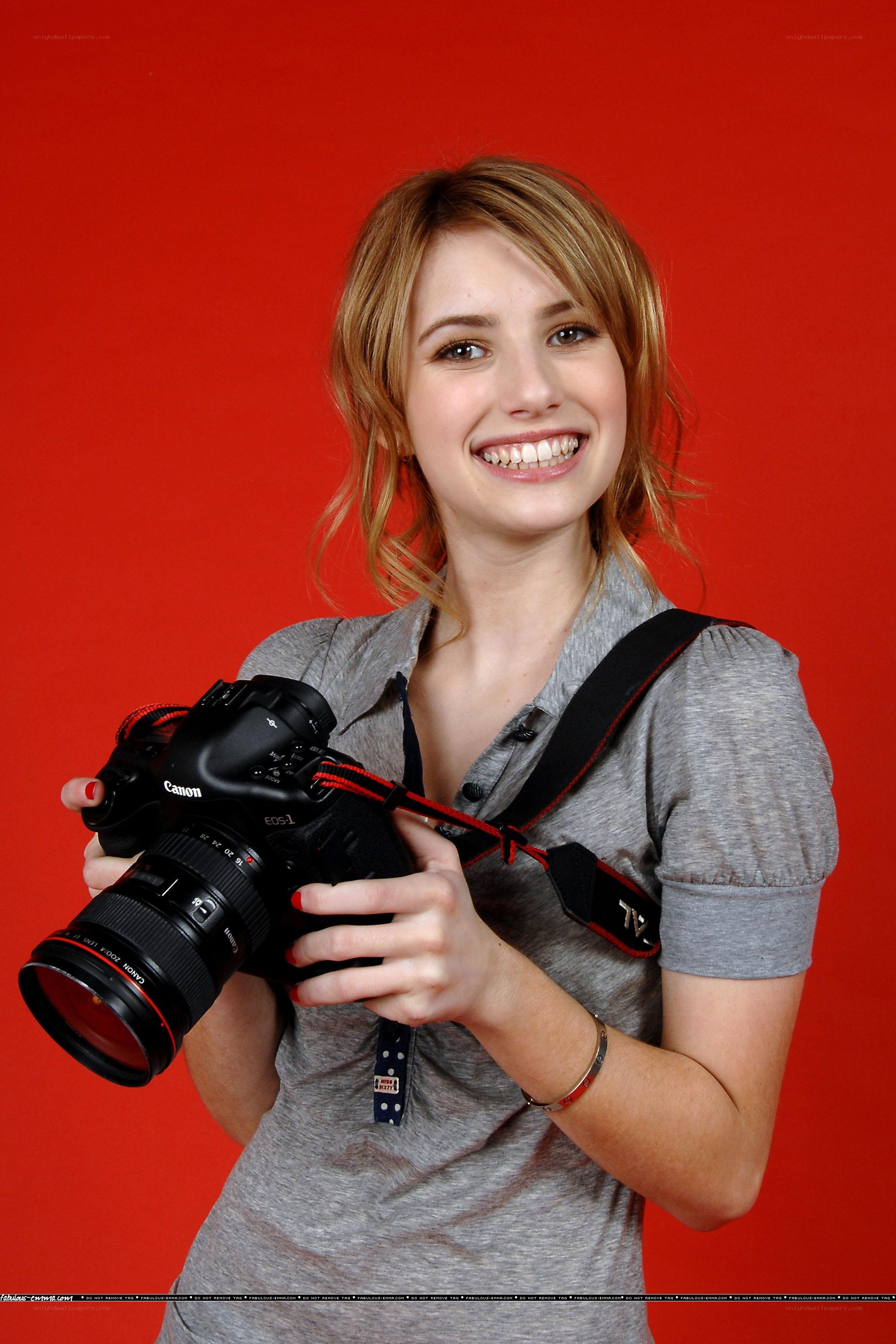 woman holding camera