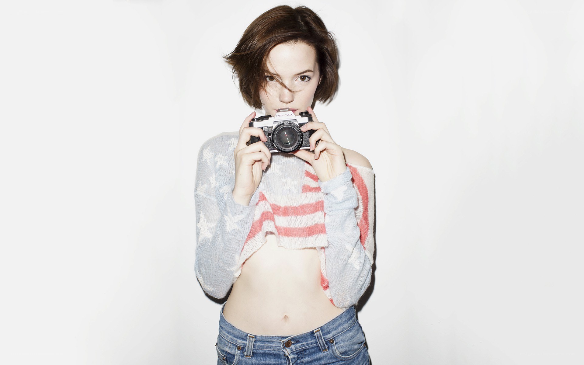 woman holding camera