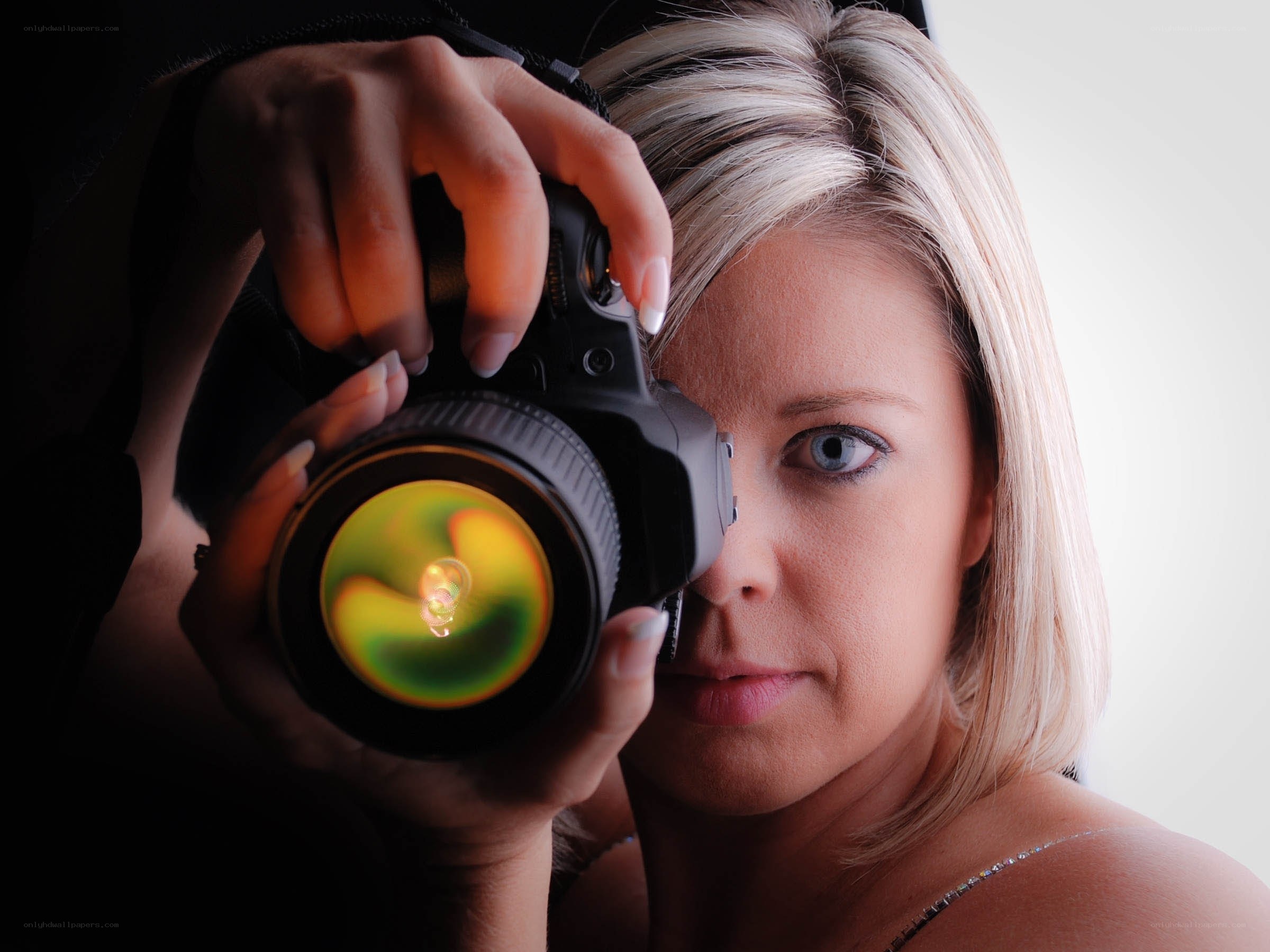 woman holding camera