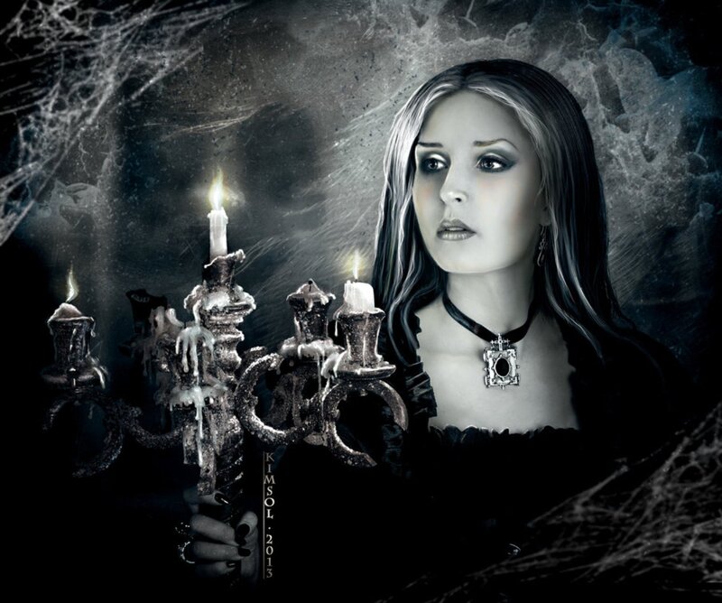 Woman Holding Candelabra — Black