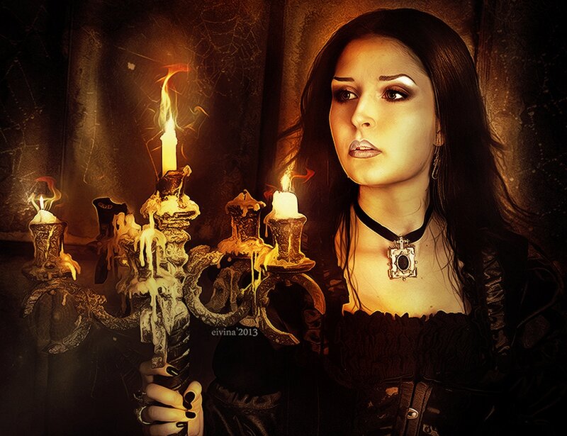 Woman Holding Candlestick