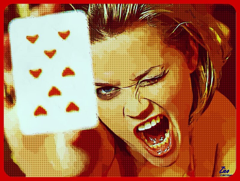 Woman Holding Card — Red