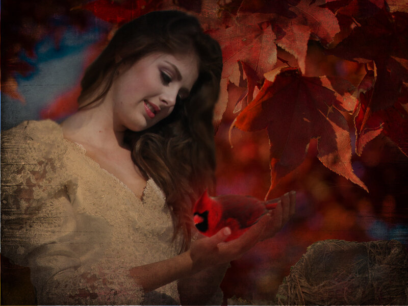 Woman Holding Cardinal